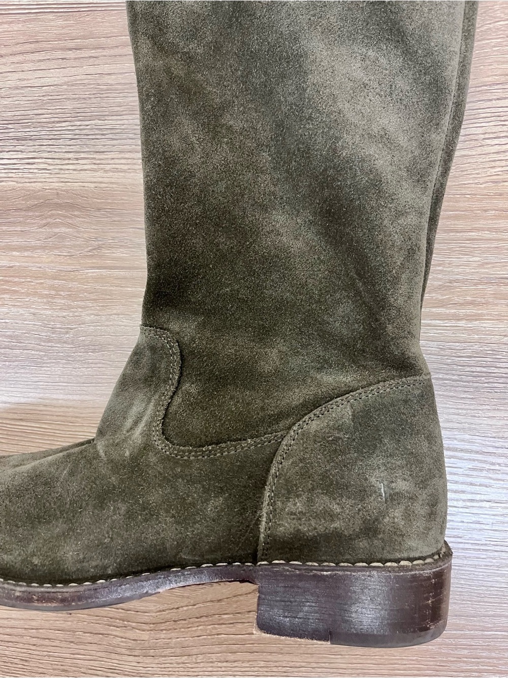 Frye "Shirley" over the knee Suede Military Green Combat boot Size 7 - Picture 10 of 12